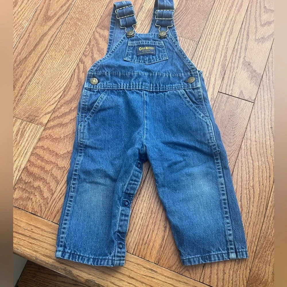 Vintage OshKosh B’Gosh Vestbak 24M Denim Overalls USA 90s Blue Jean Toddler Snap